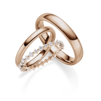 Memoire/Vorsteckring Peach-Gold 585/- zus. 0,420 ct, tw, si - RU-1817-6