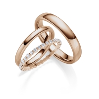 Memoire/Vorsteckring Peach-Gold 585/- zus. 0,570 ct, tw, si - RU-1815-6