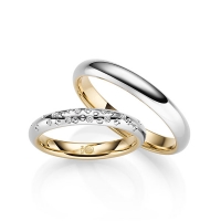 Paar Trauringe / Eheringe außen Weißgold 585/- , innen Gelbgold 585/- zus. 0,040 ct, tw, si - RU-1711-3 Paar Trauringe / Eheringe außen Weißgold 585/- , innen Gelbgold 585/- zus. 0,040 ct, tw, si - RU-1711-3