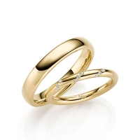 Paar Trauringe / Eheringe Gelbgold 375/- zus. 0,060 ct, tw, si - RU-1703-1