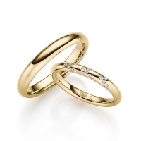 Paar Trauringe / Eheringe Gelbgold 375/- zus. 0,105 ct, tw, si - RU-1704-2