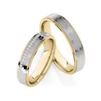 Paar Trauringe / Eheringe Gelbgold 585/- Weißgold 585/- zus. 0,090 ct, tw, si - RU-1849-7