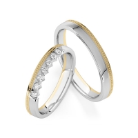 Paar Trauringe / Eheringe Gelbgold 585/- Weißgold 585/- zus. 0,140 ct, tw, si - RU-1840-7