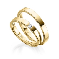 Paar Trauringe / Eheringe Gelbgold 585/- zus. 0,050 ct, tw, si - RU-1074-2