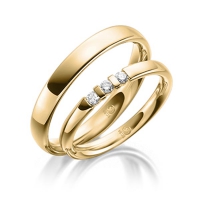 Paar Trauringe / Eheringe Gelbgold 585/- zus. 0,120 ct, tw, si - RU-1076-2