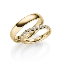 Paar Trauringe / Eheringe Gelbgold 585/- zus. 0,270 ct, tw, si - RU-1708-2