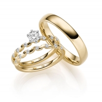 Paar Trauringe / Eheringe Gelbgold 585/- zus. 0,420 ct, tw, si - RU-1737-1