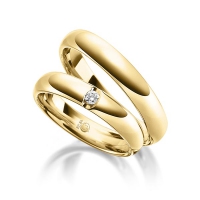 Paar Trauringe / Eheringe Gelbgold 750/- zus. 0,050 ct, tw, si - RU-1077-1 Paar Trauringe / Eheringe Gelbgold 750/- zus. 0,050 ct, tw, si - RU-1077-1