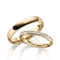 Paar Trauringe / Eheringe Gelbgold 750/- zus. 0,300 ct, tw, si - RU-1637-1 Paar Trauringe / Eheringe Gelbgold 750/- zus. 0,300 ct, tw, si - RU-1637-1
