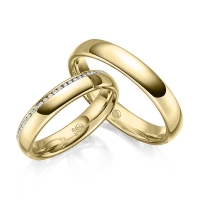 Paar Trauringe / Eheringe Innen Gelbgold 750/- , außen Gelbgold 750/- zus. 0,145 ct, tw, si - RU-1640-2 Paar Trauringe / Eheringe Innen Gelbgold 750/- , außen Gelbgold 750/- zus. 0,145 ct, tw, si - RU-1640-2