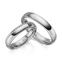 Paar Trauringe / Eheringe Innen Palladium 585/- , außen Palladium 585/- zus. 0,145 ct, tw, si - RU-1640-14