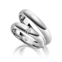 Paar Trauringe / Eheringe Palladium 585/- zus. 0,050 ct, tw, si - RU-1077-6