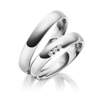 Paar Trauringe / Eheringe Palladium 585/- zus. 0,060 ct, tw, si - RU-1078-6