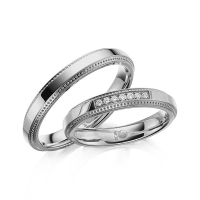 Paar Trauringe / Eheringe Palladium 585/- zus. 0,070 ct, tw, si - RU-1624-6