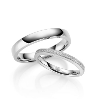 Paar Trauringe / Eheringe Palladium 585/- zus. 0,135 ct, tw, si - RU-1698-6