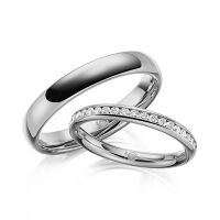 Paar Trauringe / Eheringe Palladium 585/- zus. 0,300 ct, tw, si - RU-1637-6
