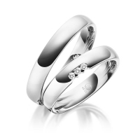 Paar Trauringe / Eheringe Palladium 950/- zus. 0,060 ct, tw, si - RU-1078-5