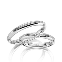 Paar Trauringe / Eheringe Palladium 950/- zus. 0,100 ct, tw, si - RU-1625-1