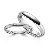 Paar Trauringe / Eheringe Palladium 950/- zus. 0,145 ct, tw, si - RU-1638-2