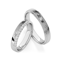 Paar Trauringe / Eheringe Palladium 950/- zus. 0,240 ct, tw, si - RU-1837-1