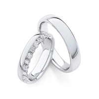 Paar Trauringe / Eheringe Palladium 950/- zus. 0,380 ct, tw, si - RU-1760-6