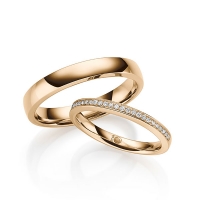 Paar Trauringe / Eheringe Roségold 375/- zus. 0,135 ct, tw, si - RU-1698-4 Paar Trauringe / Eheringe Roségold 375/- zus. 0,135 ct, tw, si - RU-1698-4