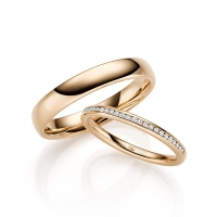 Paar Trauringe / Eheringe Roségold 375/- zus. 0,140 ct, tw, si - RU-1697-1 Paar Trauringe / Eheringe Roségold 375/- zus. 0,140 ct, tw, si - RU-1697-1