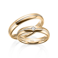 Paar Trauringe / Eheringe Roségold 585/- Weißgold 585/- zus. 0,060 ct, tw, si - RU-1611-1