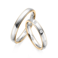 Paar Trauringe / Eheringe Roségold 585/- Weißgold 585/- zus. 0,125 ct, tw, si - RU-1601-2