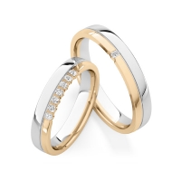 Paar Trauringe / Eheringe Roségold 585/- Weißgold 585/- zus. 0,140 ct, tw, si - RU-1835-9