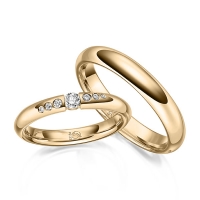 Paar Trauringe / Eheringe Roségold 585/- zus. 0,160 ct, tw, si - RU-1630-4 Paar Trauringe / Eheringe Roségold 585/- zus. 0,160 ct, tw, si - RU-1630-4