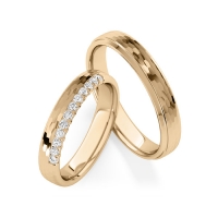 Paar Trauringe / Eheringe Roségold 585/- zus. 0,240 ct, tw, si - RU-1837-4