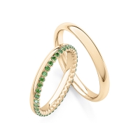 Paar Trauringe / Eheringe Roségold 585/- zus. 0,350 ct, Apple Green - RU-1758-9