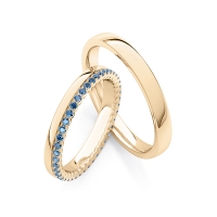 Paar Trauringe / Eheringe Roségold 585/- zus. 0,410 ct, Oceanblue - RU-1764-9