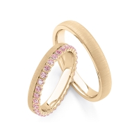 Paar Trauringe / Eheringe Roségold 585/- zus. 0,660 ct, Pink - RU-1767-9
