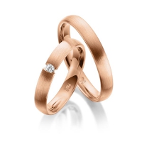 Paar Trauringe / Eheringe Rotgold 585/- zus. 0,050 ct, tw, si - RU-1075-3 Paar Trauringe / Eheringe Rotgold 585/- zus. 0,050 ct, tw, si - RU-1075-3