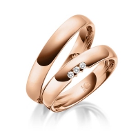 Paar Trauringe / Eheringe Rotgold 585/- zus. 0,060 ct, tw, si - RU-1078-1 Paar Trauringe / Eheringe Rotgold 585/- zus. 0,060 ct, tw, si - RU-1078-1