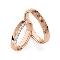 Paar Trauringe / Eheringe Rotgold 585/- zus. 0,240 ct, tw, si - RU-1837-3 Paar Trauringe / Eheringe Rotgold 585/- zus. 0,240 ct, tw, si - RU-1837-3