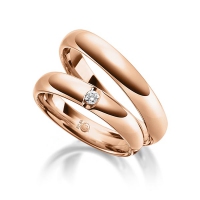 Paar Trauringe / Eheringe Rotgold 750/- zus. 0,050 ct, tw, si - RU-1077-4 Paar Trauringe / Eheringe Rotgold 750/- zus. 0,050 ct, tw, si - RU-1077-4
