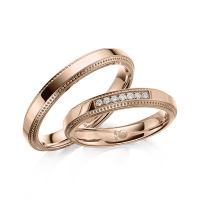 Paar Trauringe / Eheringe Rotgold 750/- zus. 0,070 ct, tw, si - RU-1624-2 Paar Trauringe / Eheringe Rotgold 750/- zus. 0,070 ct, tw, si - RU-1624-2
