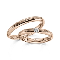 Paar Trauringe / Eheringe Rotgold 750/- zus. 0,100 ct, tw, si - RU-1625-3 Paar Trauringe / Eheringe Rotgold 750/- zus. 0,100 ct, tw, si - RU-1625-3