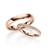 Paar Trauringe / Eheringe Rotgold 750/- zus. 0,135 ct, tw, si - RU-1698-3 Paar Trauringe / Eheringe Rotgold 750/- zus. 0,135 ct, tw, si - RU-1698-3