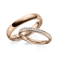 Paar Trauringe / Eheringe Rotgold 750/- zus. 0,300 ct, tw, si - RU-1637-3 Paar Trauringe / Eheringe Rotgold 750/- zus. 0,300 ct, tw, si - RU-1637-3