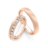 Paar Trauringe / Eheringe Rotgold 750/- zus. 0,560 ct, tw, si - RU-1768-3 Paar Trauringe / Eheringe Rotgold 750/- zus. 0,560 ct, tw, si - RU-1768-3