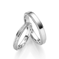 Paar Trauringe / Eheringe Weißgold 333/- zus. 0,140 ct, tw, si - RU-1700-1 Paar Trauringe / Eheringe Weißgold 333/- zus. 0,140 ct, tw, si - RU-1700-1