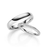 Paar Trauringe / Eheringe Weißgold 375/- zus. 0,140 ct, tw, si - RU-1697-2 Paar Trauringe / Eheringe Weißgold 375/- zus. 0,140 ct, tw, si - RU-1697-2