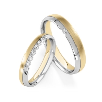 Paar Trauringe / Eheringe Weißgold 585/- Gelbgold 585/- zus. 0,140 ct, tw, si - RU-1836-7