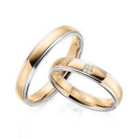 Paar Trauringe / Eheringe Weißgold 585/- Roségold 585/- zus. 0,020 ct, tw, si - RU-1600-1