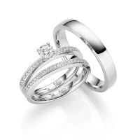 Paar Trauringe / Eheringe Weißgold 585/- zus. 0,400 ct, tw, si - RU-1728-1