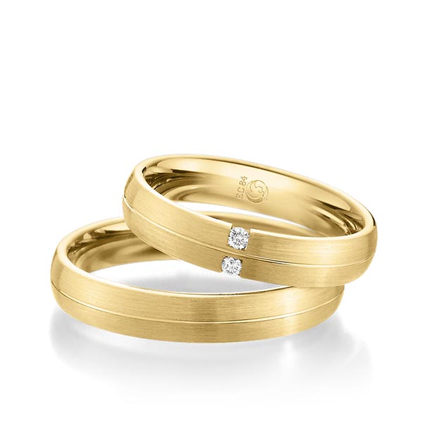 Paar Trauringe Eheringe Weissgold 333 Gelbgold 333 Zus 0 040 Ct Tw Si Ru 10 1